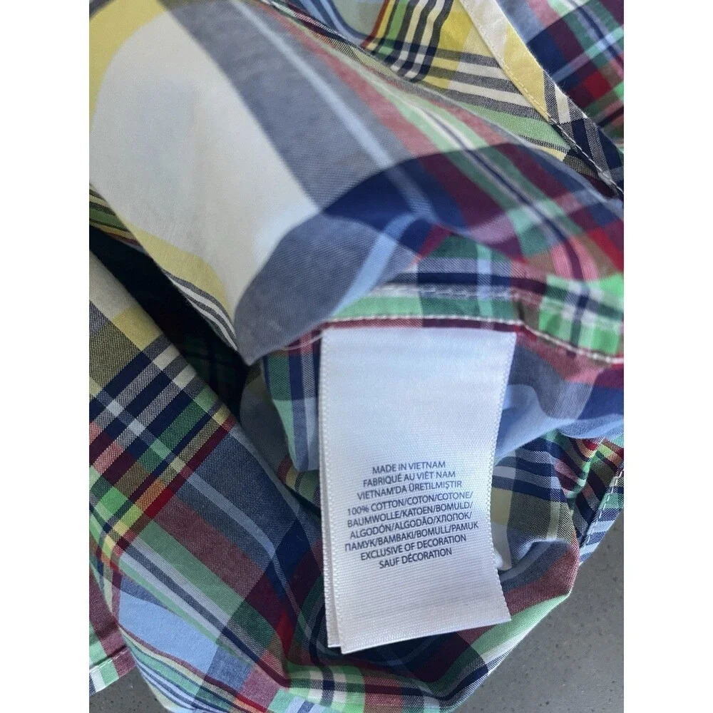 Ralph Lauren Pony Polo Boys Long Sleeve Plaid Button Up Shirt Size 14-16